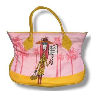Dolly Mama by Joey Zipper Tote Back Older Wiser Sexier Pink Yellow Tropical Y2K